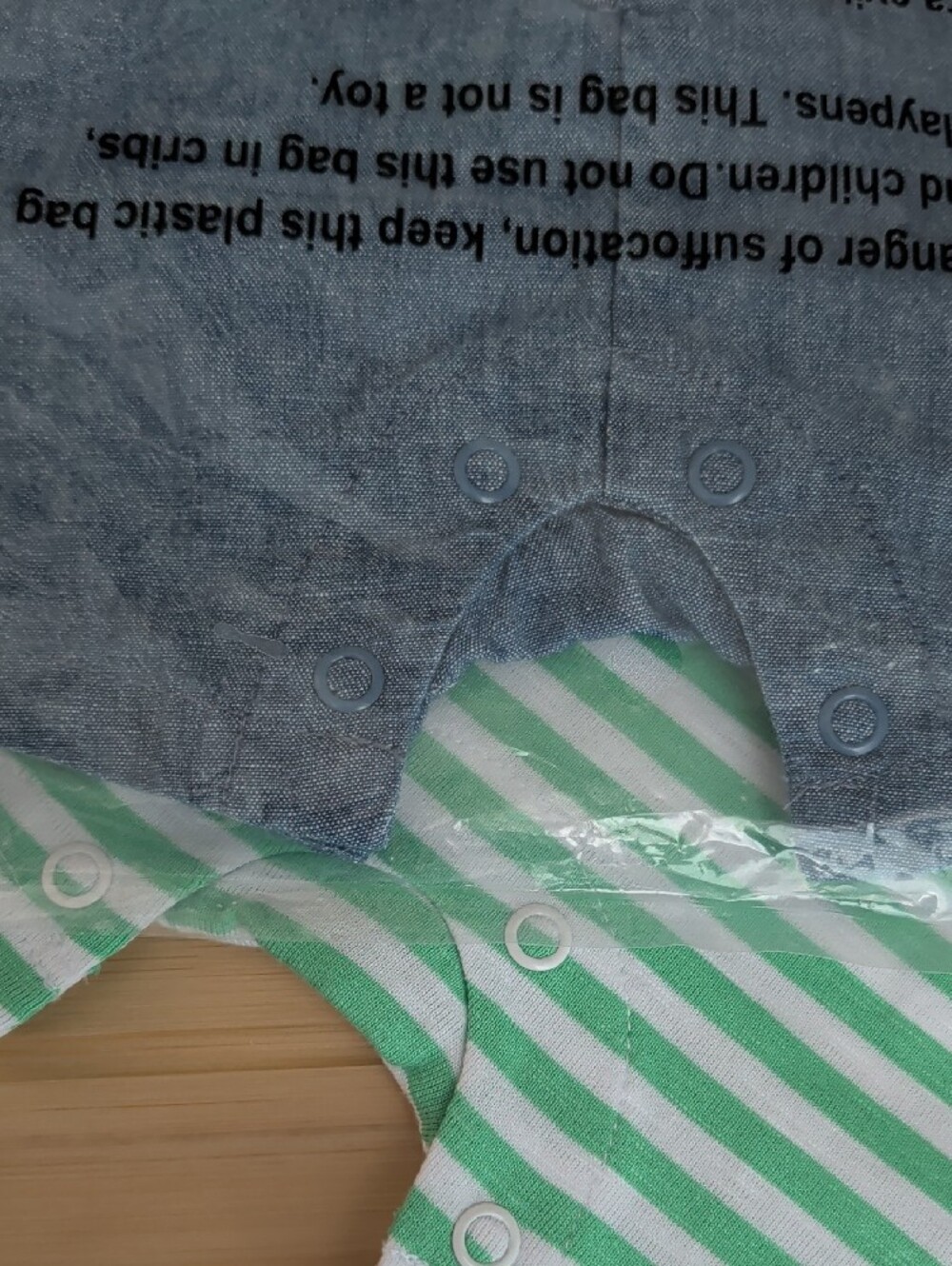 wonder nation Mint Green & White Striped Polo Romper & Chambray Romper - Picture 4 of 4